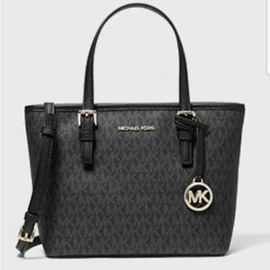 Michael Kors Jet Set Travel Extra Small Logo Top-Zip Tote Bag NWT BLACK 🌷